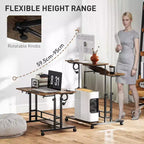 Rolling Standing Desk with Charging Station, Adjustable Height Mobile Desk with Wheels