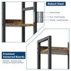 Bookshelf, Bookcase 6 Tier Industrial Tall Narrow Bookcase with 2 Fabric Drawers Metal Frame Storage Organizer