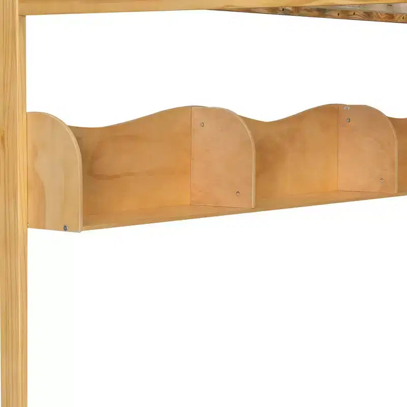 Queen Size Wooden Loft Bed Frame with Staircase and Wardrobe, Storage Shelves and Under-bed Space