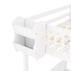 Queen Size Wooden Loft Bed Frame with Staircase and Wardrobe, Storage Shelves and Under-bed Space