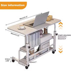 Adjustable Height Mobile Standing Desk with Wheels Portable Rolling Computer Table Storage Shelves Home Office & Small Spaces