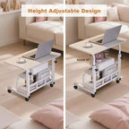 Adjustable Height Mobile Standing Desk with Wheels Portable Rolling Computer Table Storage Shelves Home Office & Small Spaces