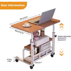 Adjustable Height Mobile Standing Desk with Wheels Portable Rolling Computer Table Storage Shelves Home Office & Small Spaces