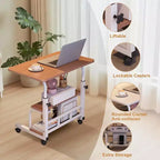 Adjustable Height Mobile Standing Desk with Wheels Portable Rolling Computer Table Storage Shelves Home Office & Small Spaces