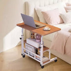 Adjustable Height Mobile Standing Desk with Wheels Portable Rolling Computer Table Storage Shelves Home Office & Small Spaces