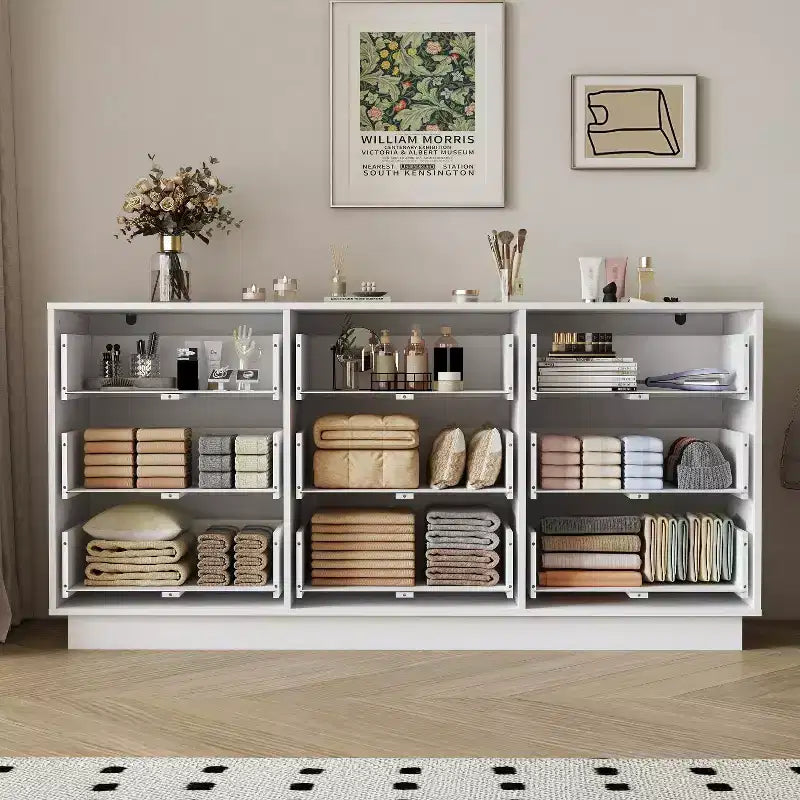 9 Drawer Dresser for Bedroom with Deep Drawers, Large Floor Wood Dressers & Chest of Drawers, Modern White Long Dressers