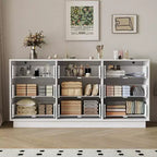 9 Drawer Dresser for Bedroom with Deep Drawers, Large Floor Wood Dressers & Chest of Drawers, Modern White Long Dressers