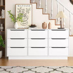 9 Drawer Dresser for Bedroom with Deep Drawers, Large Floor Wood Dressers & Chest of Drawers, Modern White Long Dressers