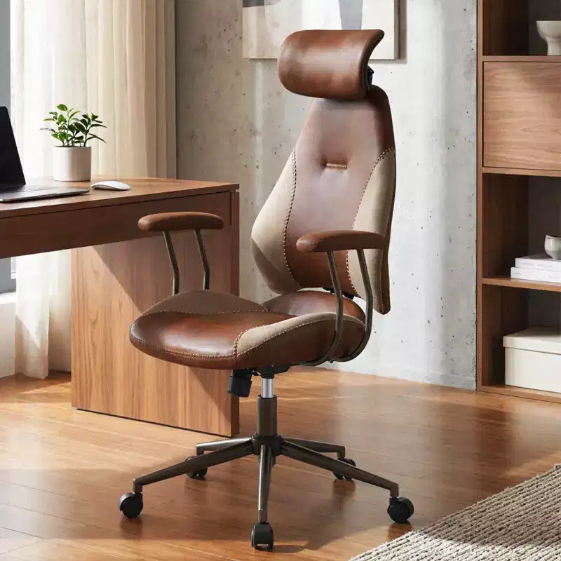 Ergonomic Office Chair with 2D Headrest, Rocking Backrest & Wheels, Gaming Chair Blue/Brown & Beige/Gray & Blue