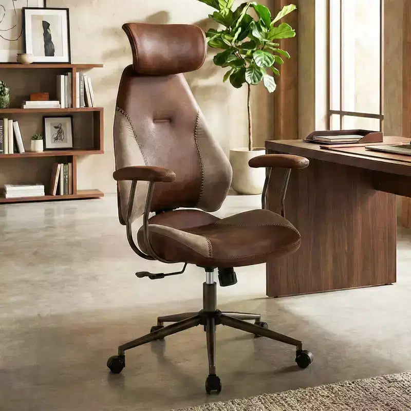 Ergonomic Office Chair with 2D Headrest, Rocking Backrest & Wheels, Gaming Chair Blue/Brown & Beige/Gray & Blue
