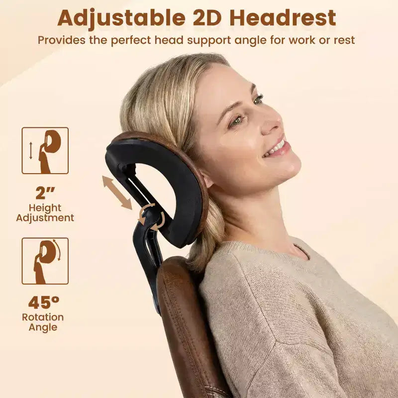 Ergonomic Office Chair with 2D Headrest, Rocking Backrest & Wheels, Gaming Chair Blue/Brown & Beige/Gray & Blue