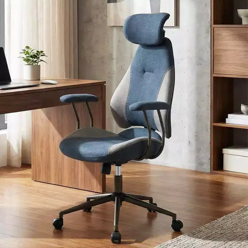 Ergonomic Office Chair with 2D Headrest, Rocking Backrest & Wheels, Gaming Chair Blue/Brown & Beige/Gray & Blue