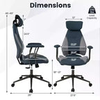 Ergonomic Office Chair with 2D Headrest, Rocking Backrest & Wheels, Gaming Chair Blue/Brown & Beige/Gray & Blue