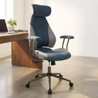 Ergonomic Office Chair with 2D Headrest, Rocking Backrest & Wheels, Gaming Chair Blue/Brown & Beige/Gray & Blue