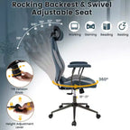 Ergonomic Office Chair with 2D Headrest, Rocking Backrest & Wheels, Gaming Chair Blue/Brown & Beige/Gray & Blue