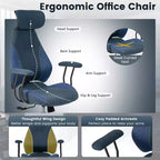 Ergonomic Office Chair with 2D Headrest, Rocking Backrest & Wheels, Gaming Chair Blue/Brown & Beige/Gray & Blue