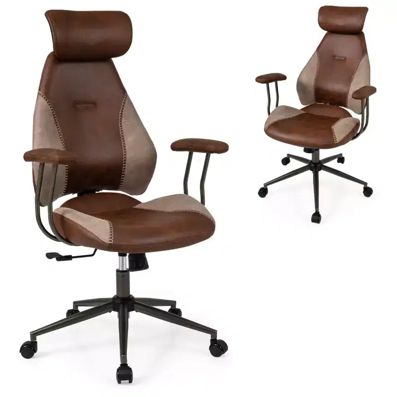 Ergonomic Office Chair with 2D Headrest, Rocking Backrest & Wheels, Gaming Chair Blue/Brown & Beige/Gray & Blue