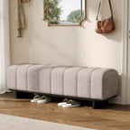 Modern Wooden Upholstered Dining Bench with Rubberwood Legs