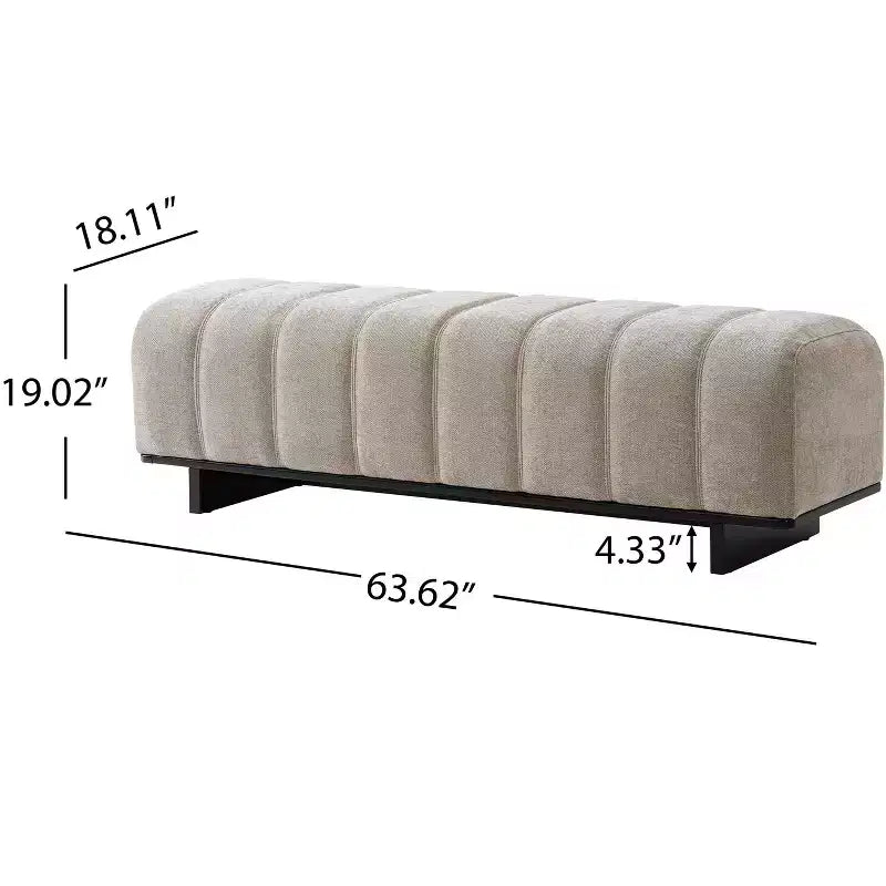 Modern Wooden Upholstered Dining Bench with Rubberwood Legs