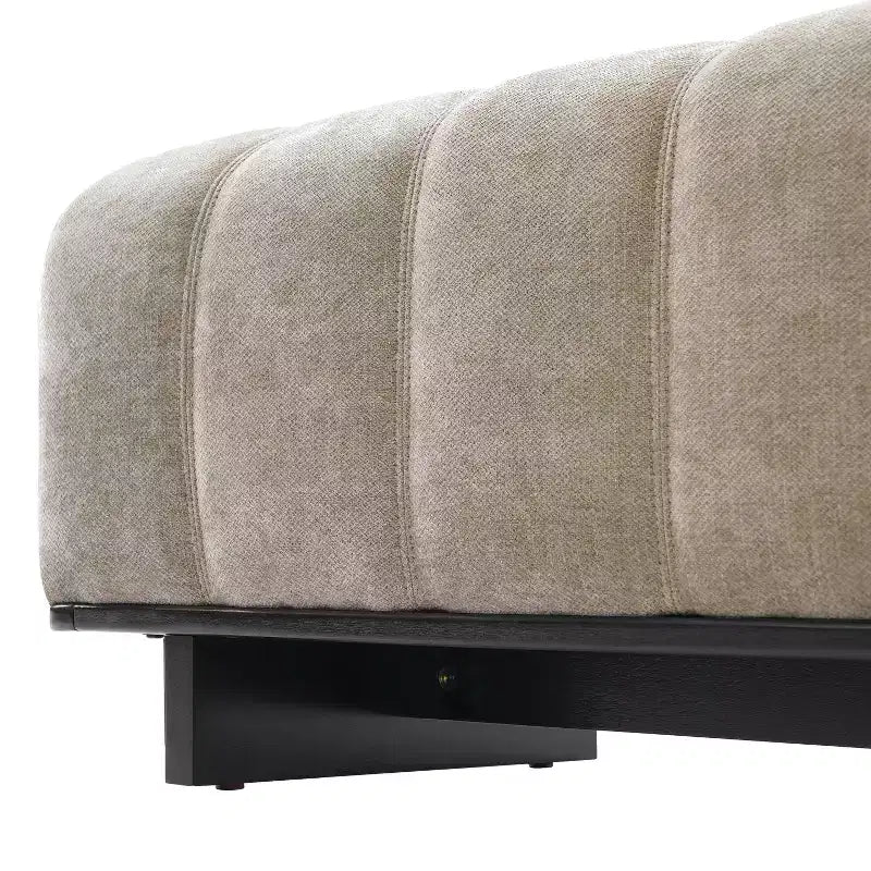 Modern Wooden Upholstered Dining Bench with Rubberwood Legs
