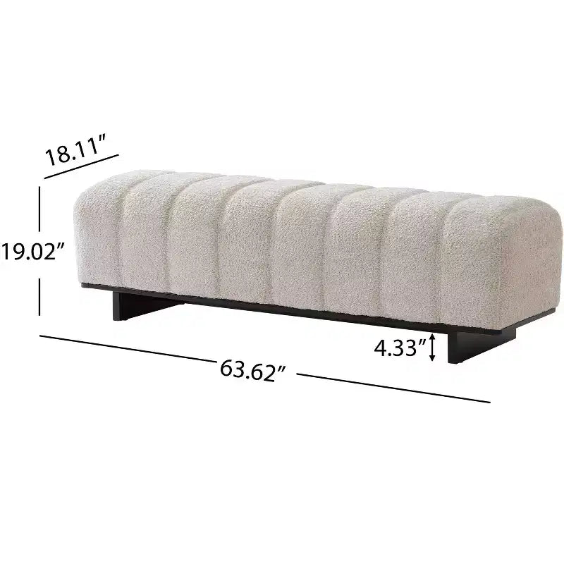 Modern Wooden Upholstered Dining Bench with Rubberwood Legs