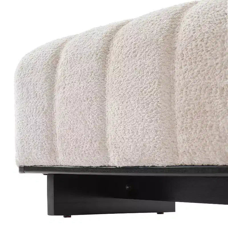 Modern Wooden Upholstered Dining Bench with Rubberwood Legs