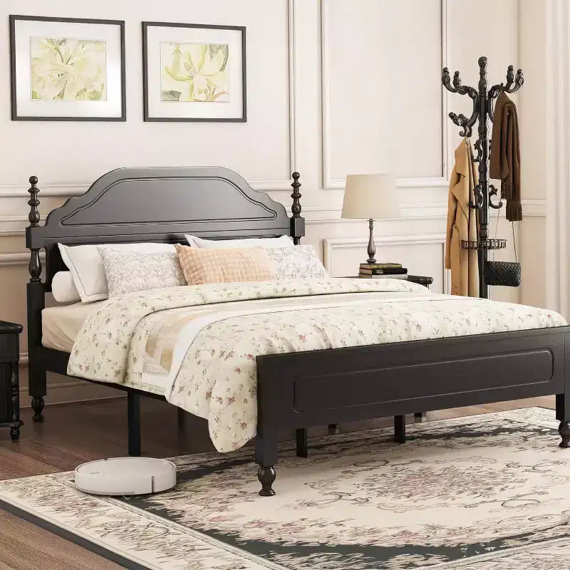 Sailvan Solid Bed Frame, Queen Bed Frame, Wooden Platform Bed Frame with Headboard & 12 Under Storage