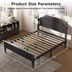 Solid Bed Frame, Queen Bed Frame, Wooden Platform Bed Frame with Headboard & 12 Under Storage