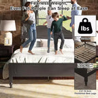 Solid Bed Frame, Queen Bed Frame, Wooden Platform Bed Frame with Headboard & 12 Under Storage
