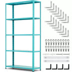 68 Inch Light Green Five Tier Metal Bookshelf for Home Office Storage
