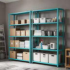 68 Inch Light Green Five Tier Metal Bookshelf for Home Office Storage