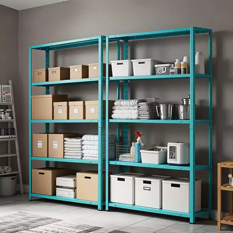 68 Inch Light Green Five Tier Metal Bookshelf for Home Office Storage