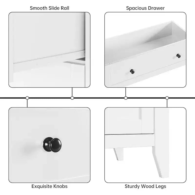 Modern 5 Drawers Dresser for Bedroom, Tall Wood Chest of Drawers for Clothes with Gold Handles & Deep Drawers, Living Room, Closet, Hallway, White