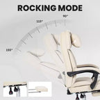 Chic 360 Swivel Ergonomics Office Chair with Footrest,Head Pillow,30 Recliner Computer Chair with Adjustable Height,Luxury Boss Chair,Beige
