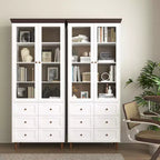 Farmhouse Kitchen Storage Cabinet with Glass Door and 2 Adjustable Shelves, Tall Pantry for Dining Room, Living Room, and Bathroom