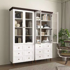 Farmhouse Kitchen Storage Cabinet with Glass Door and 2 Adjustable Shelves, Tall Pantry for Dining Room, Living Room, and Bathroom