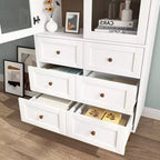 Farmhouse Kitchen Storage Cabinet with Glass Door and 2 Adjustable Shelves, Tall Pantry for Dining Room, Living Room, and Bathroom