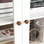 Farmhouse Kitchen Storage Cabinet with Glass Door and 2 Adjustable Shelves, Tall Pantry for Dining Room, Living Room, and Bathroom