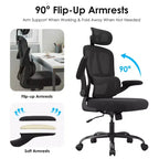 Ergonomic Mesh Office Chair with Adjustable Lumbar Support,Headrest & Flip-Up Armrests,Home Office Desk Chair for Study,Gaming Room