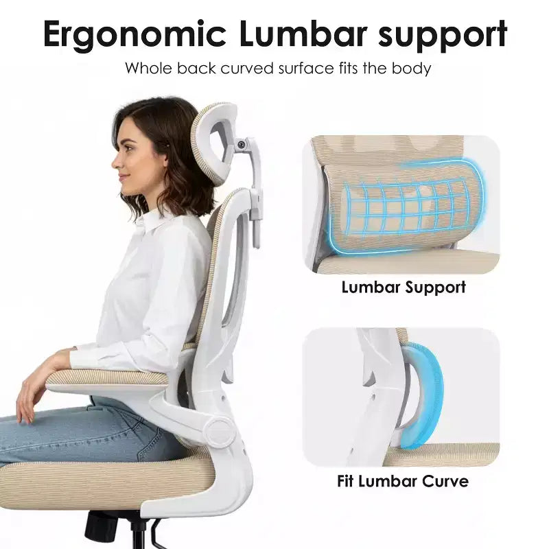 Ergonomic Mesh Office Chair with Adjustable Lumbar Support,Headrest & Flip-Up Armrests,Home Office Desk Chair for Study,Gaming Room