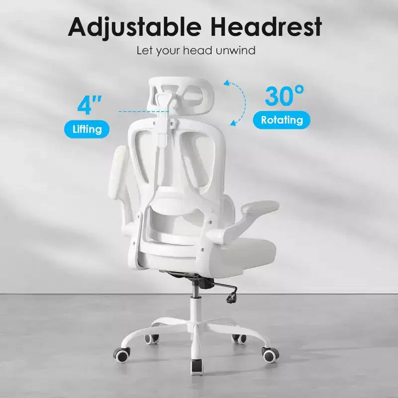 Ergonomic Mesh Office Chair with Adjustable Lumbar Support,Headrest & Flip-Up Armrests,Home Office Desk Chair for Study,Gaming Room