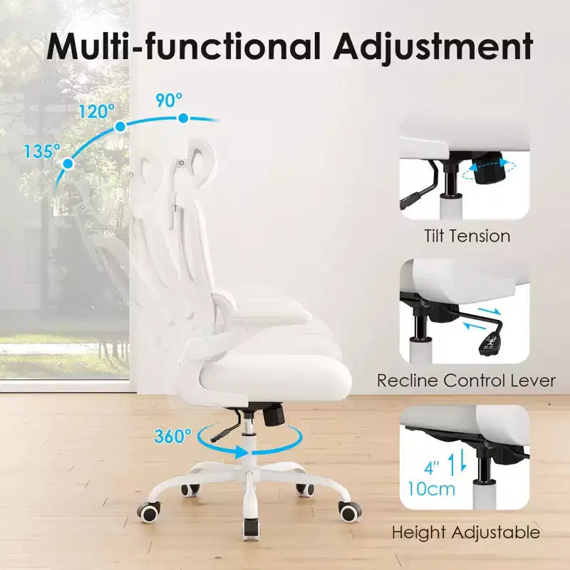 Ergonomic Mesh Office Chair with Adjustable Lumbar Support,Headrest & Flip-Up Armrests,Home Office Desk Chair for Study,Gaming Room