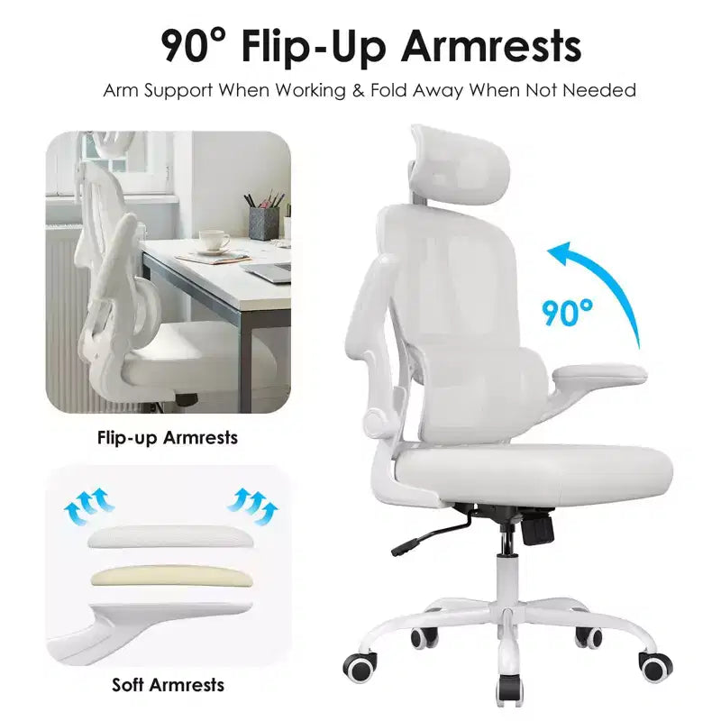 Ergonomic Mesh Office Chair with Adjustable Lumbar Support,Headrest & Flip-Up Armrests,Home Office Desk Chair for Study,Gaming Room