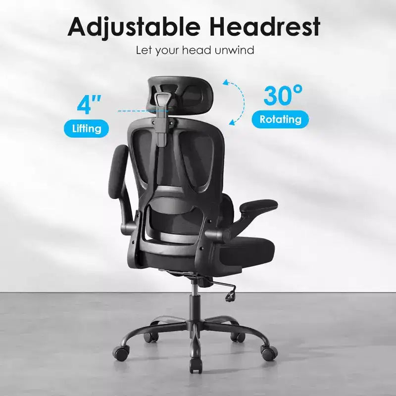 Ergonomic Mesh Office Chair with Adjustable Lumbar Support,Headrest & Flip-Up Armrests,Home Office Desk Chair for Study,Gaming Room