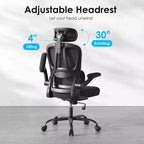 Ergonomic Mesh Office Chair with Adjustable Lumbar Support,Headrest & Flip-Up Armrests,Home Office Desk Chair for Study,Gaming Room