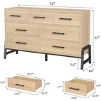 7 Dresser for Bedroom, Freestanding 52 in Wide Drawer Dresser with Storage, Wooden Closet Storage Chest for Living Room