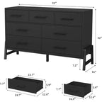 7 Dresser for Bedroom, Freestanding 52 in Wide Drawer Dresser with Storage, Wooden Closet Storage Chest for Living Room