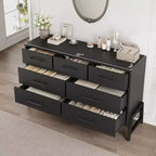 7 Dresser for Bedroom, Freestanding 52 in Wide Drawer Dresser with Storage, Wooden Closet Storage Chest for Living Room