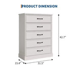 5 Dresser for Bedroom, Vertical Drawer Dresser with Storage Freestanding, Wooden Closet Storage Chest for Living Room, Bedroom, Entryway