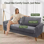 68 Loveseat Sofa, Modern Upholstered Couch with 24 Deep Seat, Padded Arms, Small Comfy Sofa for Living Room